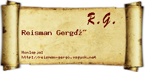 Reisman Gergő névjegykártya